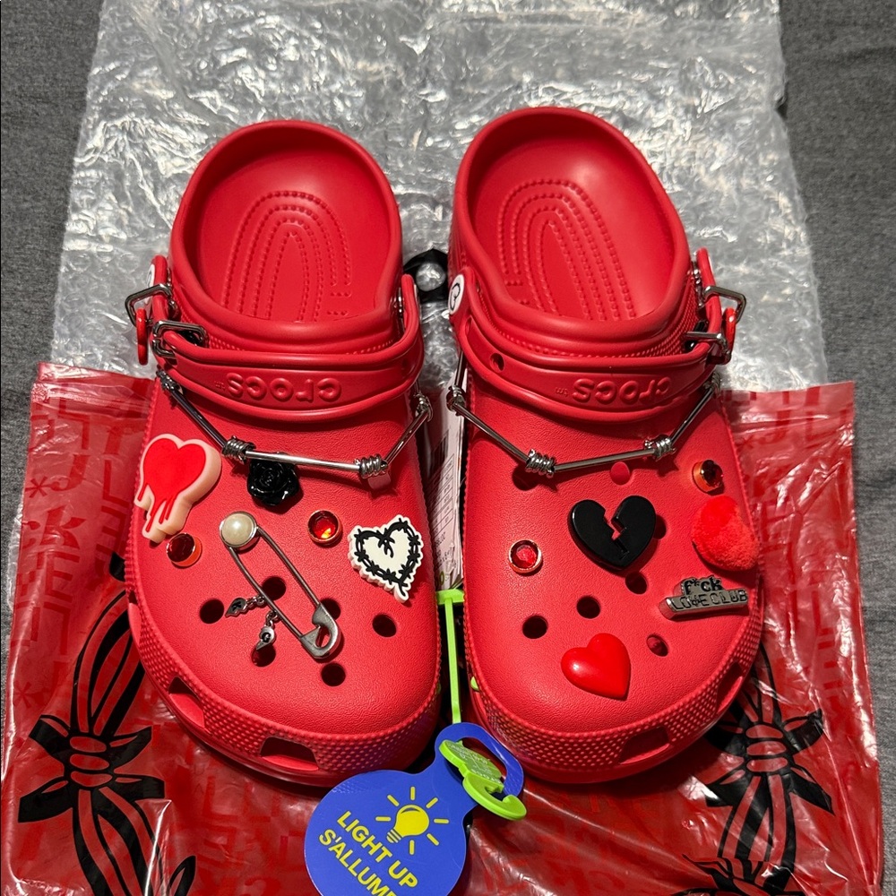 Men’s Limited Edition Red Crocs with Charms